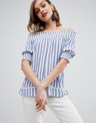 Warehouse Stripe Cheesecloth Top - Blue
