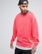Asos Oversized Longline Sweatshirts In Pink With T-shirt Hem - Pink