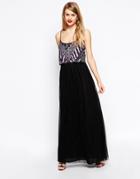 Asos Embellished Crop Top Maxi Dress - Black