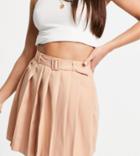 Parisian Tall Pleated Tennis Skirt With Belt In Beige-neutral