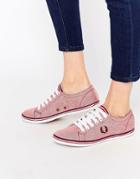 Fred Perry Kingston Two Tone Canvas Red Plimsoll Trainers - Red