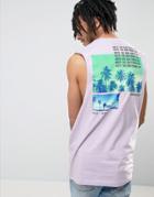 Asos Sleeveless T-shirt With Palm Back Print - Purple