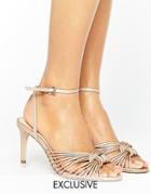 Office Millie Knot Rose Gold Mid Heeled Sandals - Gold