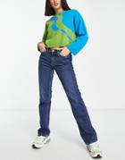 Weekday Twig Organic Cotton Mid Rise Straight Leg Jeans In Ocean Blue