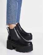 Lamoda Tough Love Chunky Heel Chelsea Boots In Black