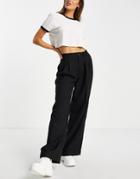 Stradivarius Tailored Wide Leg Pants In Black