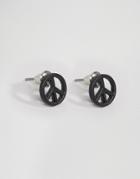 Asos Peace Sign Earrings In Matte Black - Black