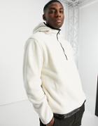 Rains Fleece Hooded Pullover Jacket In White