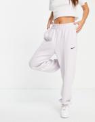 Nike Trend Fleece High Waisted Cuffed Sweatpants In Lilac-purple