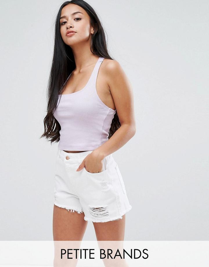 Miss Selfridge Petite Ribbed Crop Top - Purple