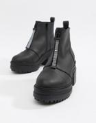 Asos Design Ray Chunky Zip Boots - Black