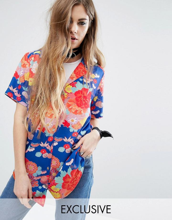 Reclaimed Vintage X Romeo And Juliet Short Sleeved Hawaiian Shirt - Blue