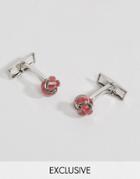 Reclaimed Vintage Textured Knot Cufflinks In Pink - Silver