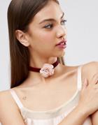 Asos Velvet Corsage Choker Necklace - Pink