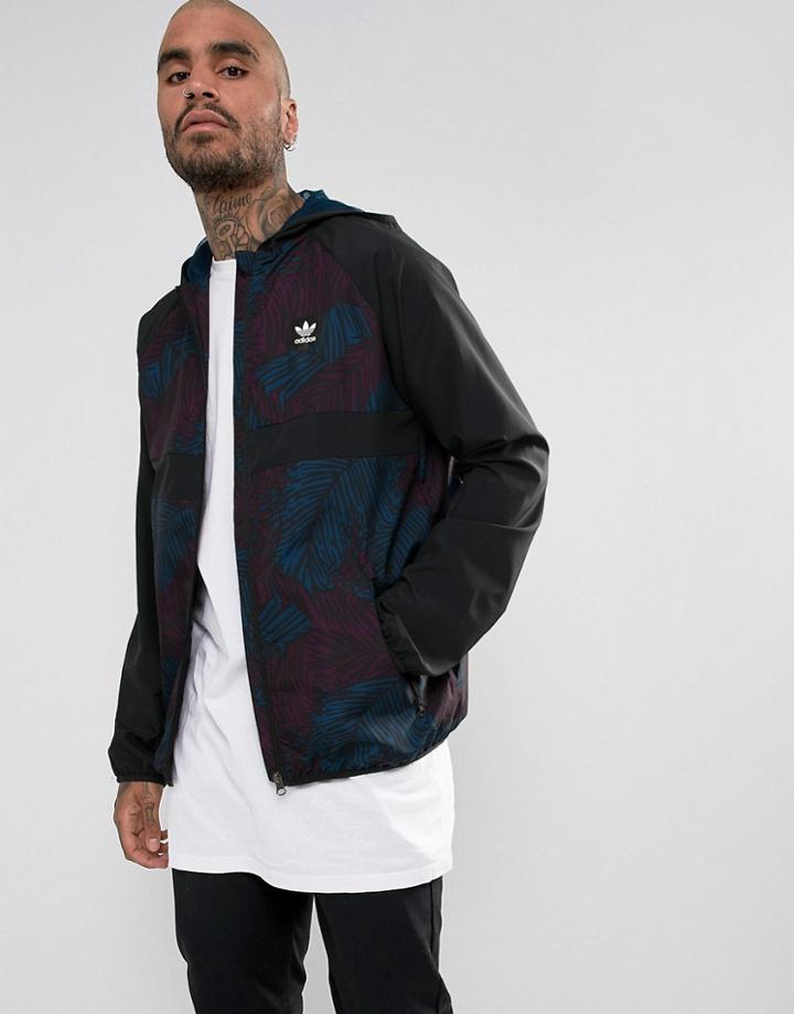 Adidas Skateboarding Windbreaker In Palm Print Br4035 - Black