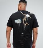 Asos Plus Longline T-shirt With Eagle Print - Black