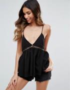 Asos Cami With Eyelet Trim - Black