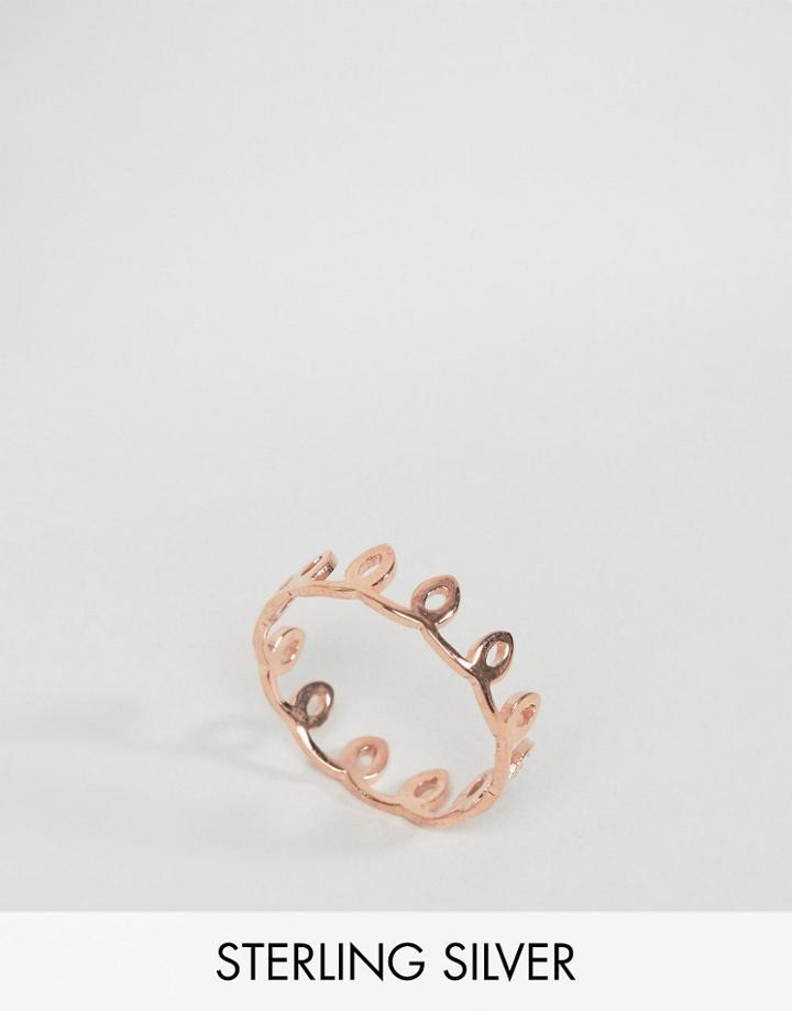 Asos Rose Gold Plated Sterling Silver Swirl Crown Ring - Copper