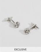 Reclaimed Vintage Textured Knot Cufflinks In Silver - Silver