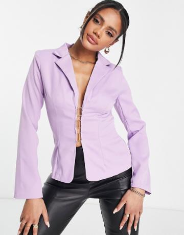Naanaa Plunge Blazer In Purple