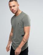 Religion Longline T-shirt With Elastic Patch Detail - Green