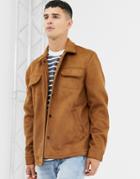 Farah Finley Faux Suede Jacket In Tan - Tan