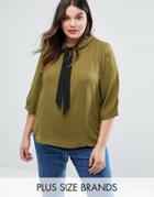 Junarose Plus Blouse With Bow Tie - Green
