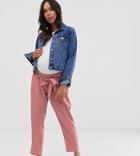 Asos Design Maternity Tailored Tie Waist Tapered Ankle Grazer Pants - Pink