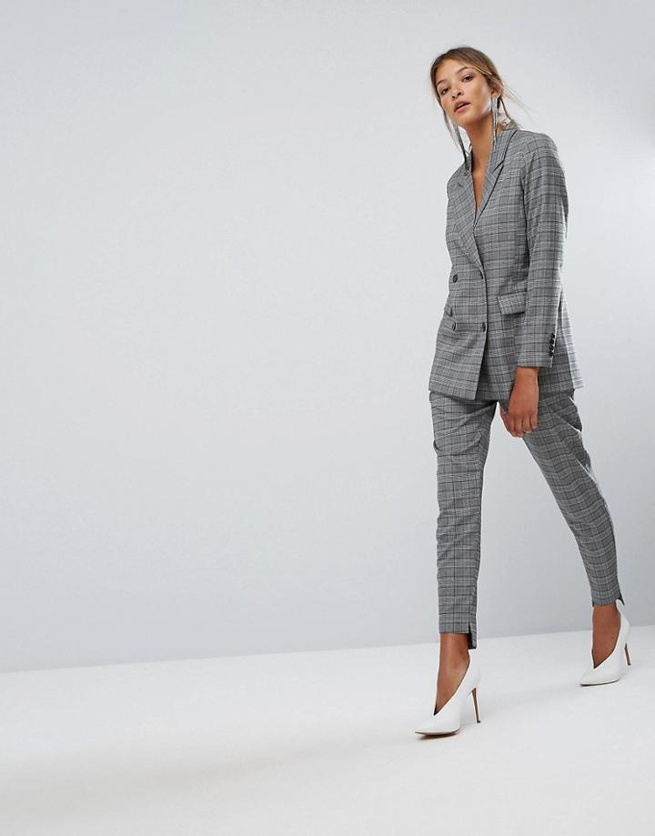 Selected Checked Tailored Pants - Brown