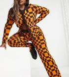 Asos Design Curve Set Knitted Chequerboard Pants-multi
