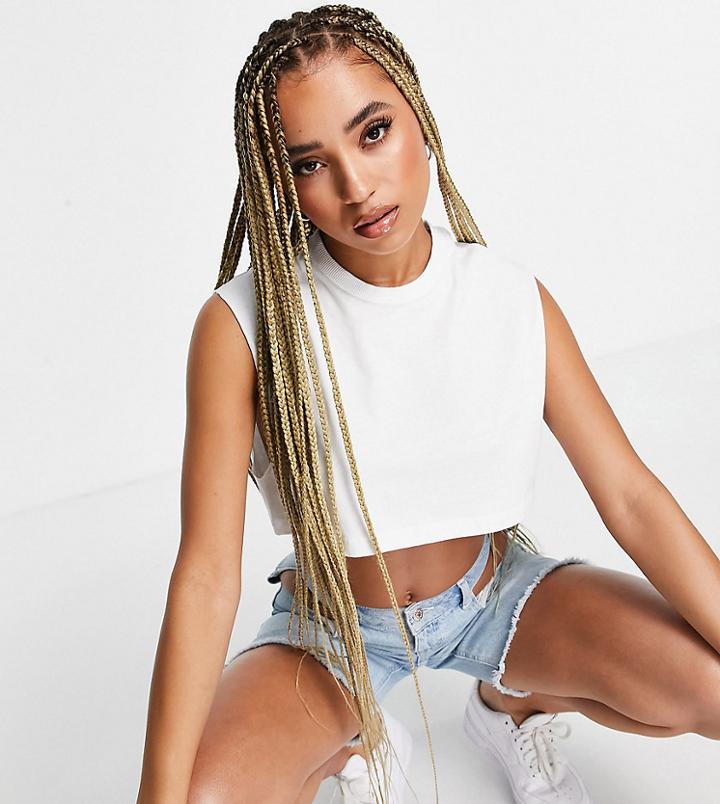 Asyou Sleeveless Crop Tank Top In White