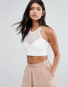 Pixie & Diamond Net Crop Top - White