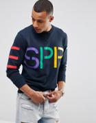 Esprit Logo Sweatshirt In Organic Cotton - Navy