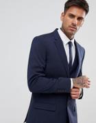 River Island Slim Suit Jacket In Dark Blue - Blue