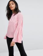 Vero Moda Flared Sleeve Blouse - Pink