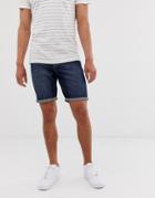 Brave Soul Slim Fit Denim Shorts In Dark Blue Wash - Blue