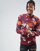 Asos Sweater With All Over Floral Design - Red