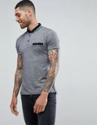 Brave Soul Contrast Pocket And Collar Polo - Black