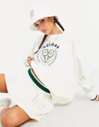 Adidas Originals 'tennis Luxe' Logo Sweatshirt In Off White