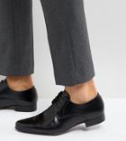 Asos Wide Fit Derby Shoes In Black Leather - Black
