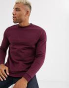 Asos Design Organic Sweatshirt In Burgundy