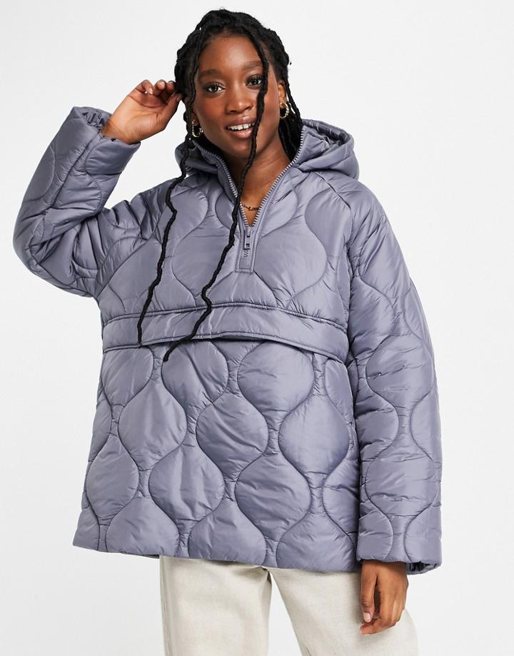 Asos Design Oversized Quilted Puffer Jacket In Lilac-blues