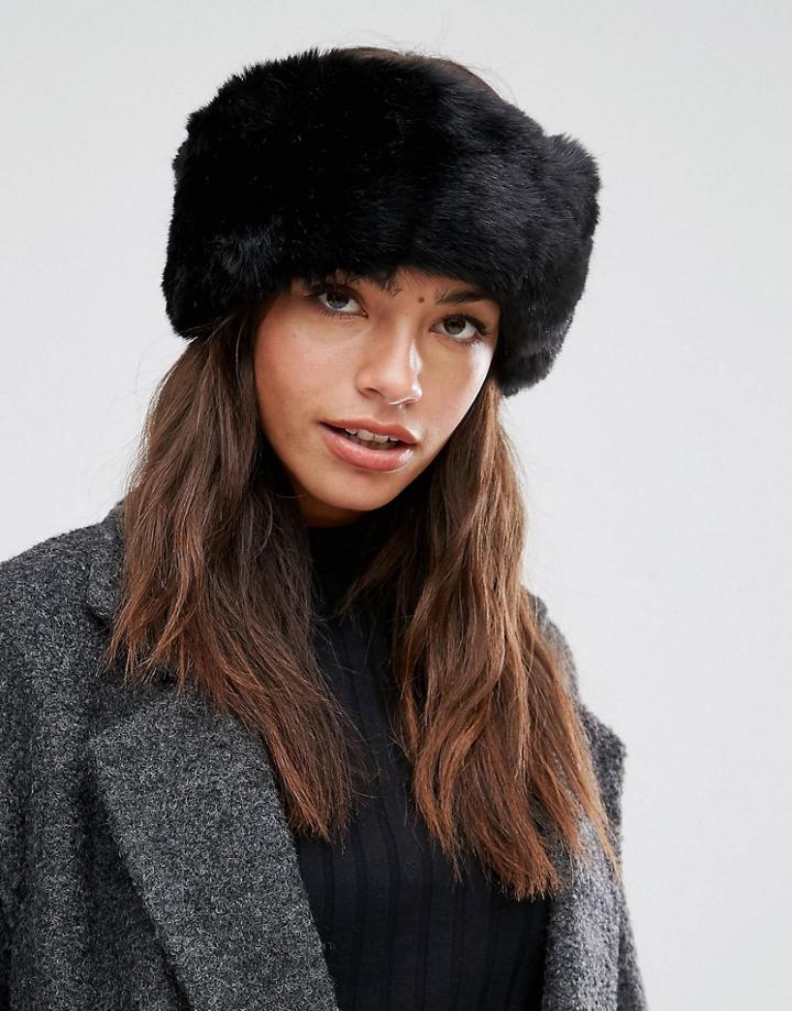 Alice Hannah Fur Headband - Black