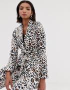 Helene Berman Tie Waist Jacket In Abstract Animal Print-multi