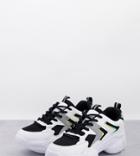 Truffle Collection Wide Fit Chunky Sporty Runner Sneakers In White And Black