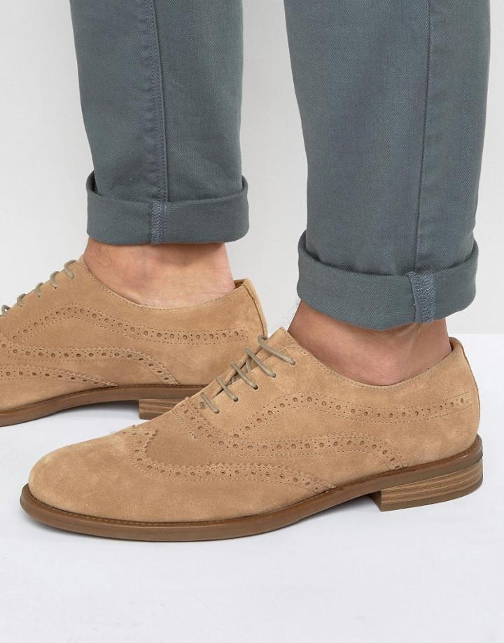 Vagabond Salvatore Oxford Suede Brogue Shoes - Beige