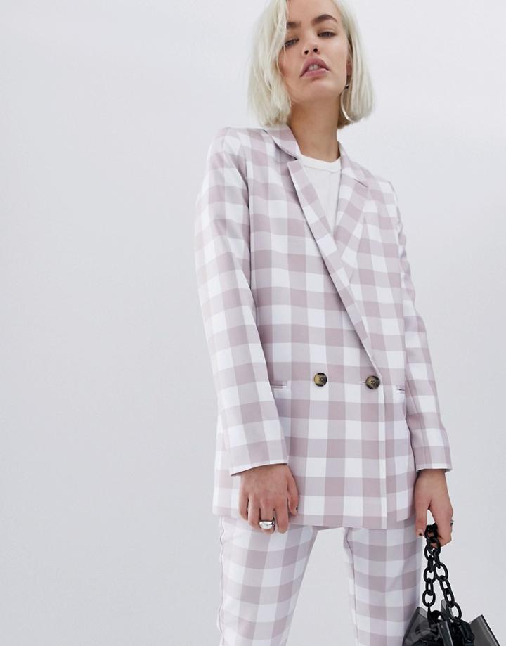 Asos Design Large Gingham Suit Blazer-multi