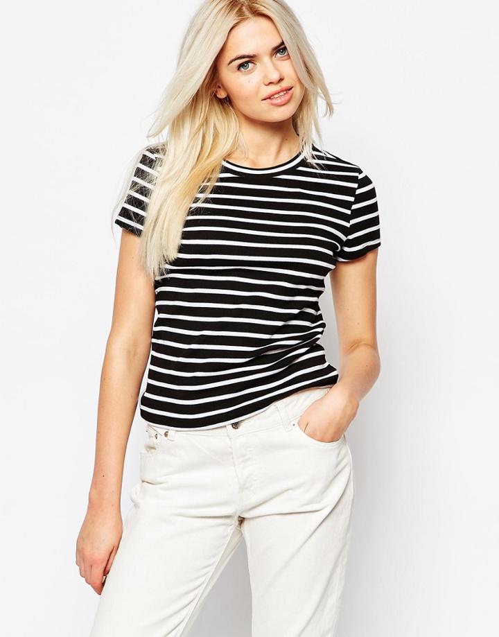 Monki Stripe Top - Black