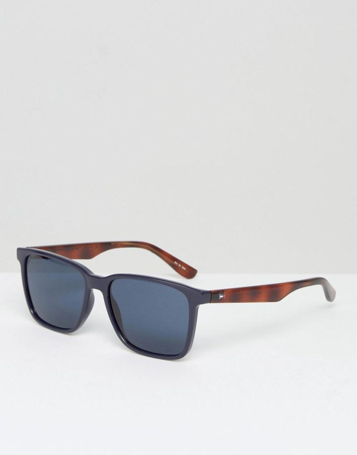 Tommy Hilfiger Square Sunglasses In Black - Blue