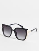 Aj Morgan Face It Oversized Cat Eye Sunglasses-black